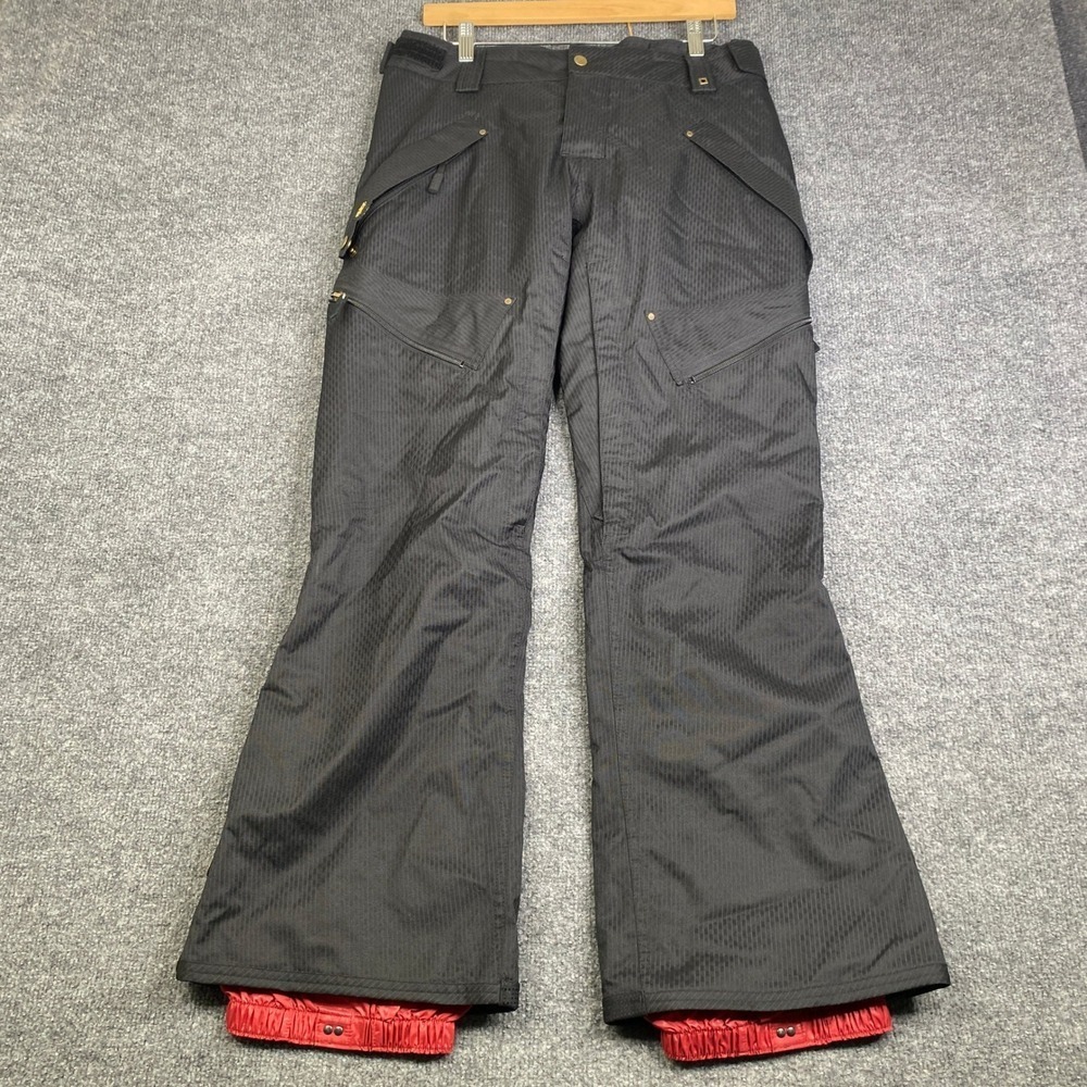 Vans Snowboarding Pants Womens Black Textured Pinstripe Cargo Ski Snow Pants